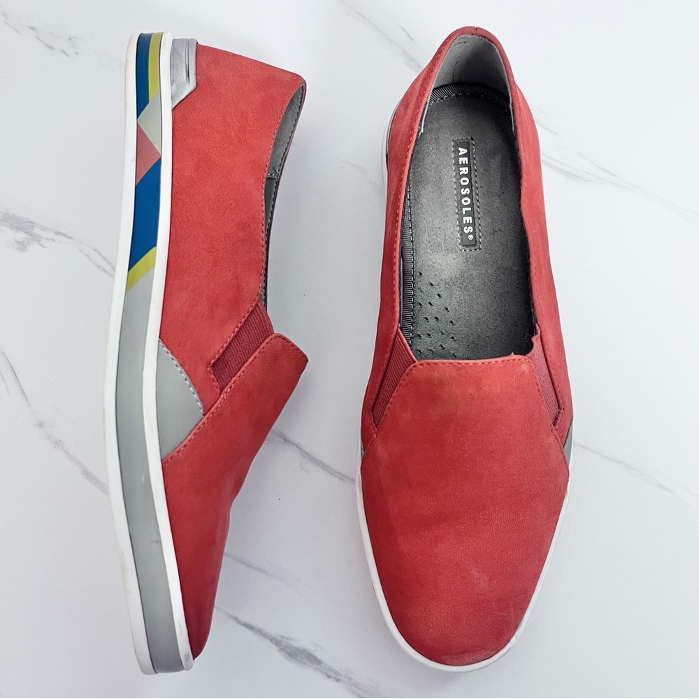 Aerosoles Suede Leather Flats Fun Night Orange Cushioned Shoes Size 8